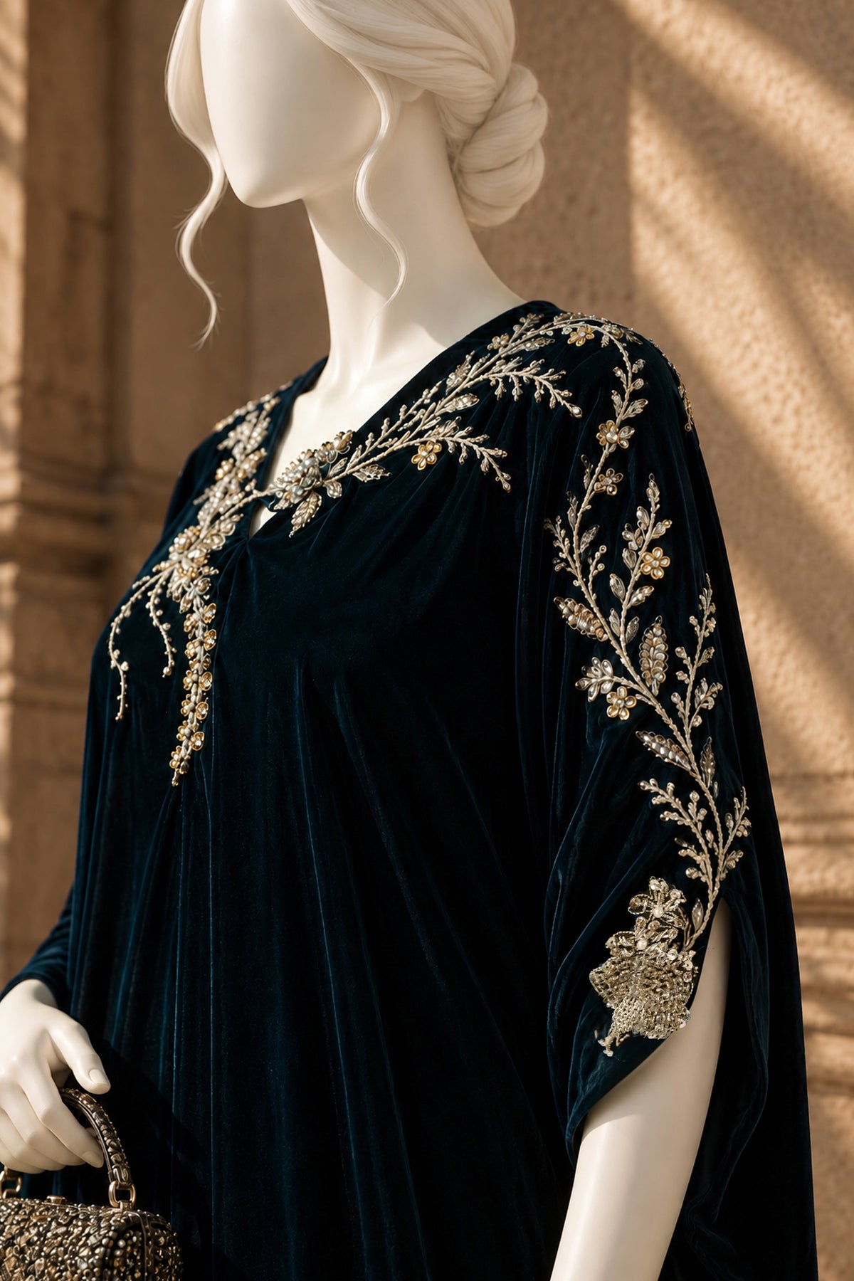Teal Velvet Kaftan - JE-26-0067