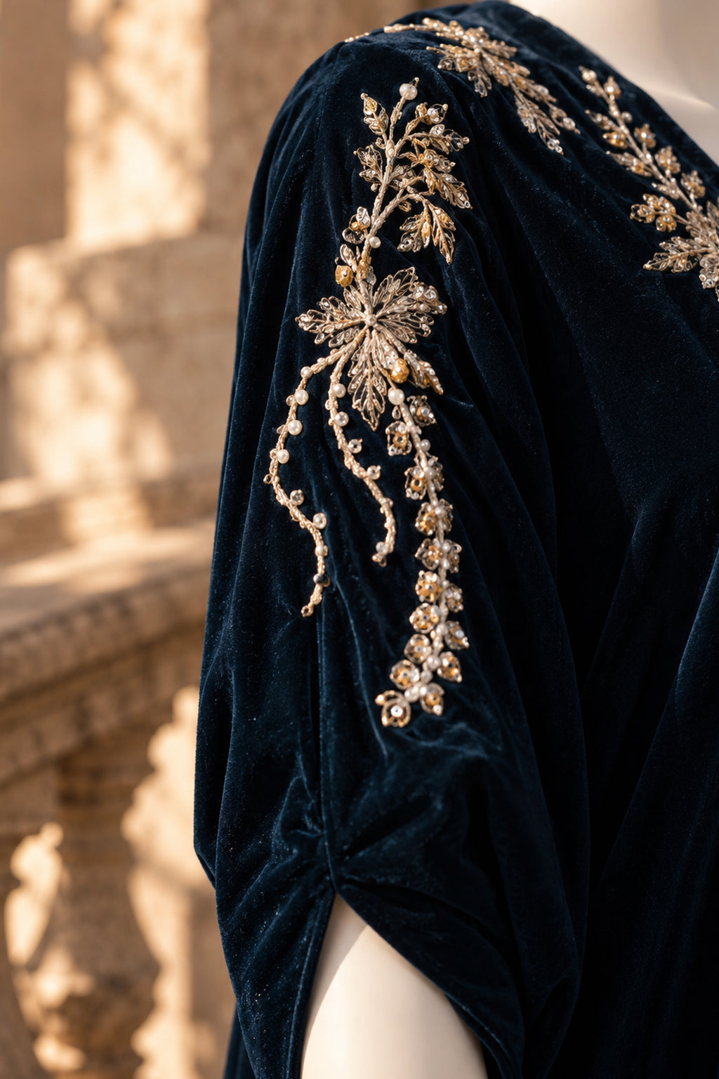 Teal Velvet Kaftan - JE-26-0067
