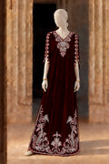 Maroon Velvet Kaftan - JE-26-0068