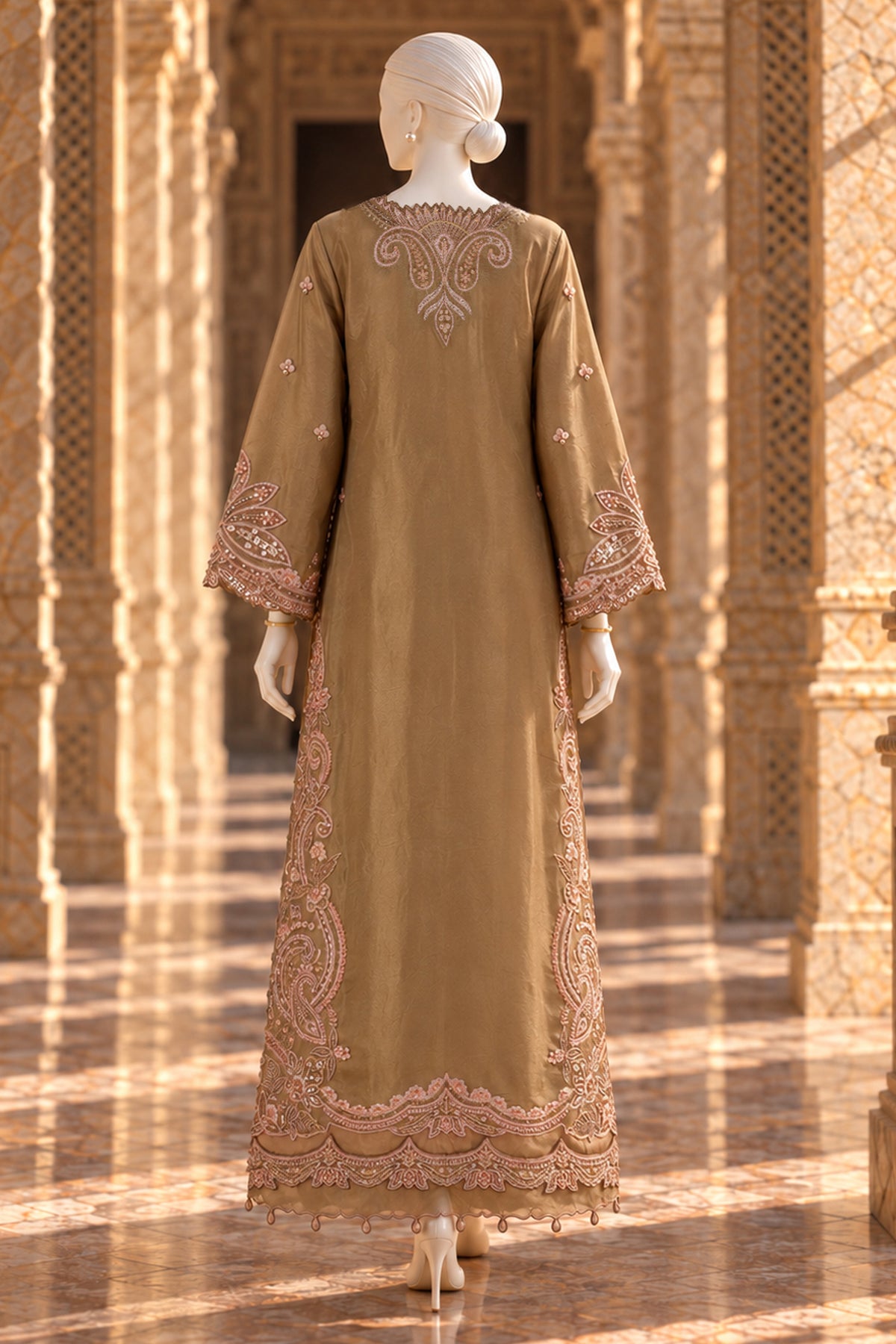 Gold Raw Silk Kaftan - JE-26-0069