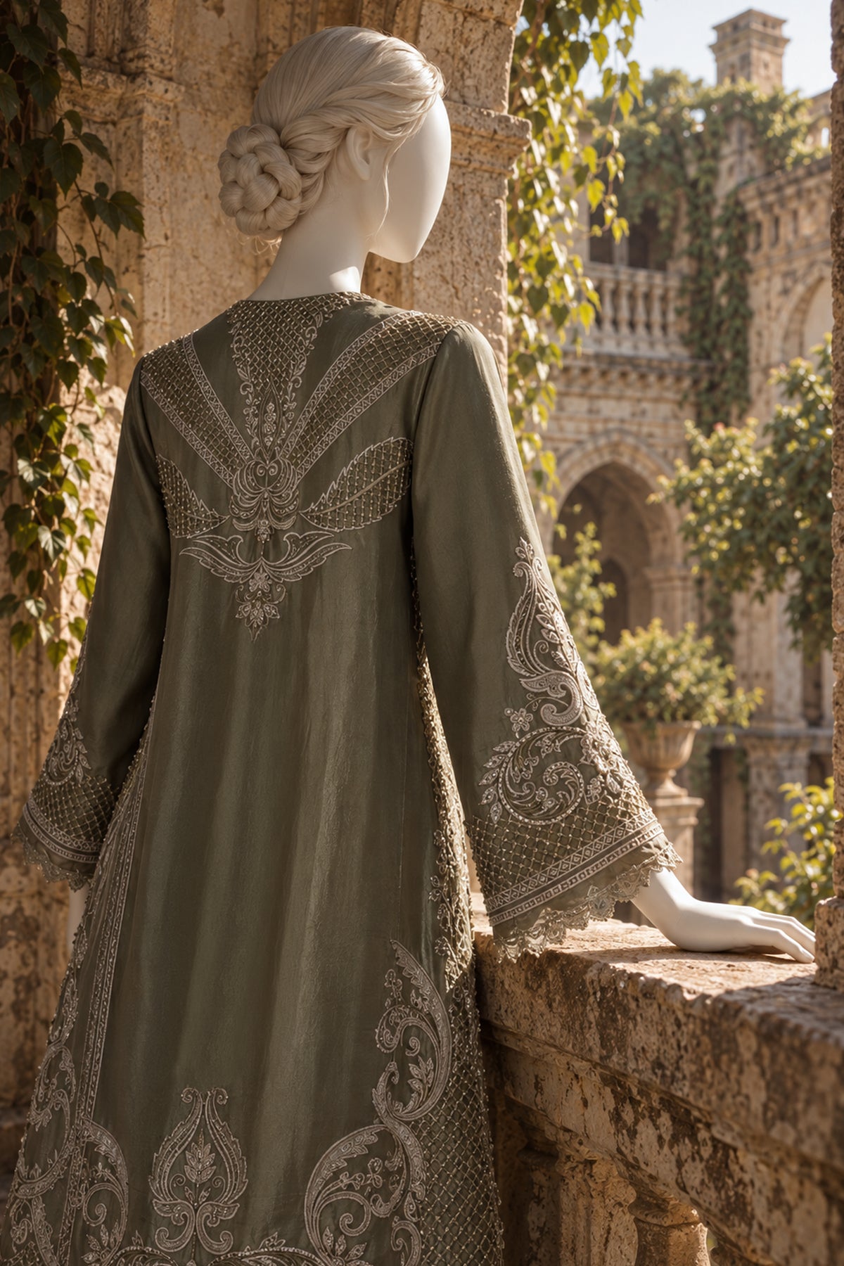 Olive Raw Silk Co-Ord Set - JE-26-0070
