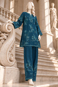 Teal Blue Kora Cotton Co-Ord Set - JE-26-0074