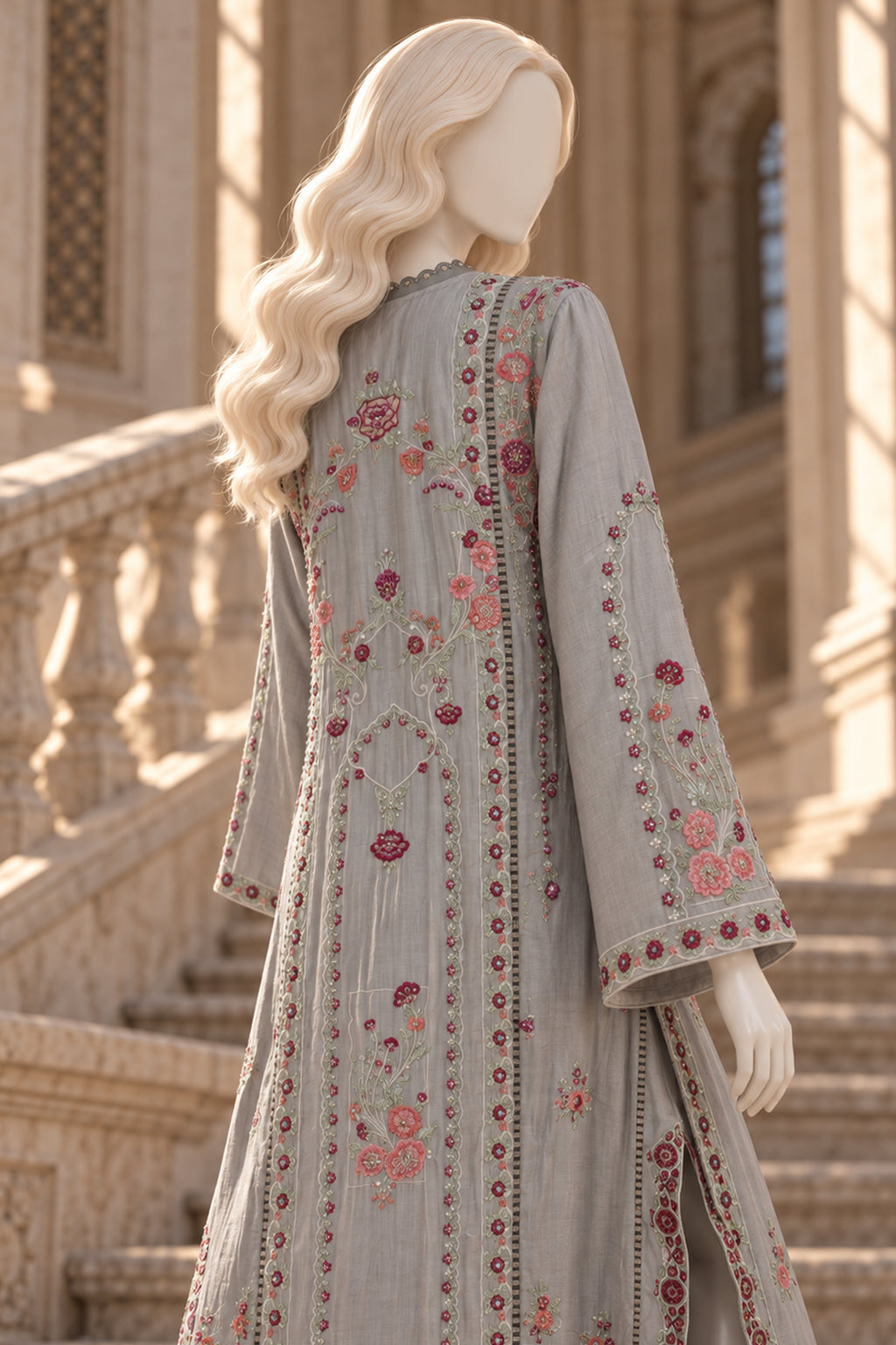 Steel Blue Kora Cotton Kaftan - JE-26-0075