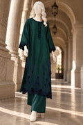 Bottle Green Sheesha Silk Co-Ord Set - JE-26-0083