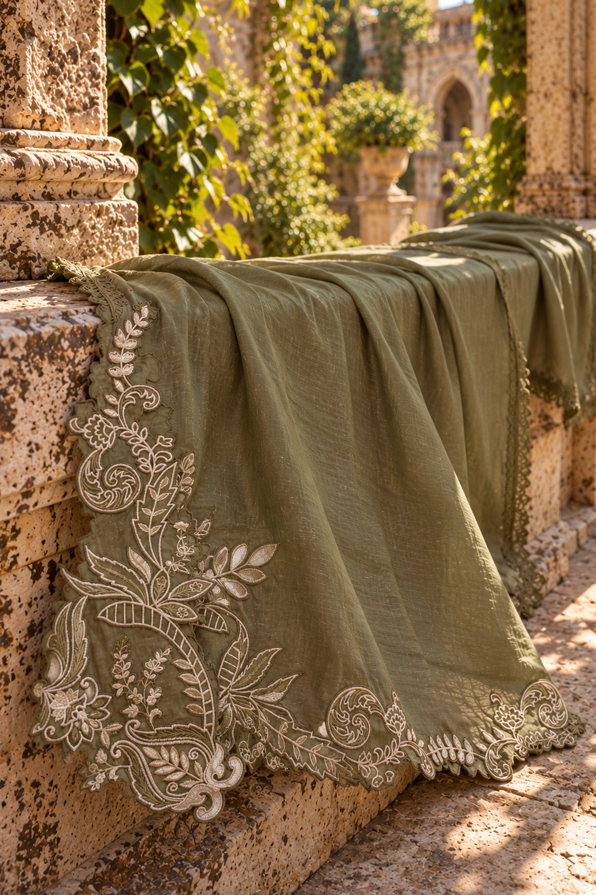 Olive Kora Cotton Dupatta - JE260084