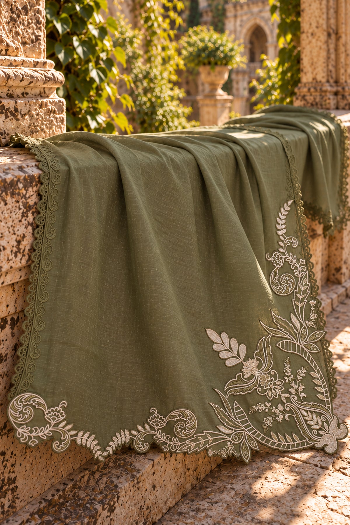 Olive Kora Cotton Dupatta - JE260084