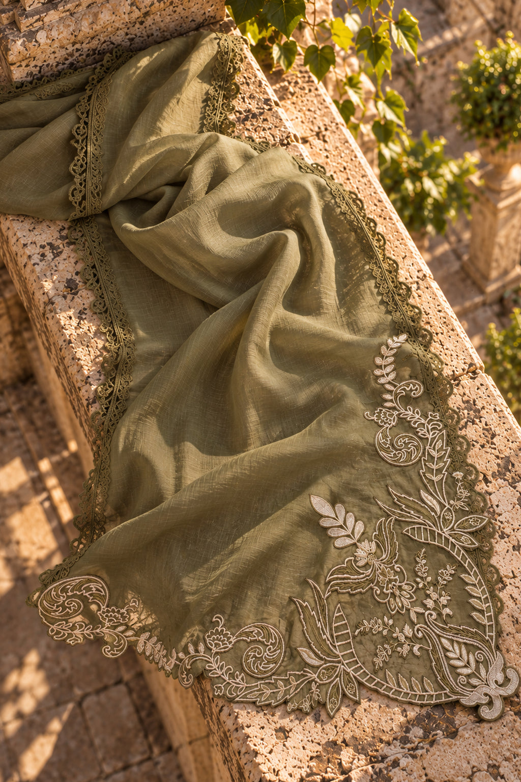 Olive Kora Cotton Dupatta - JE260084