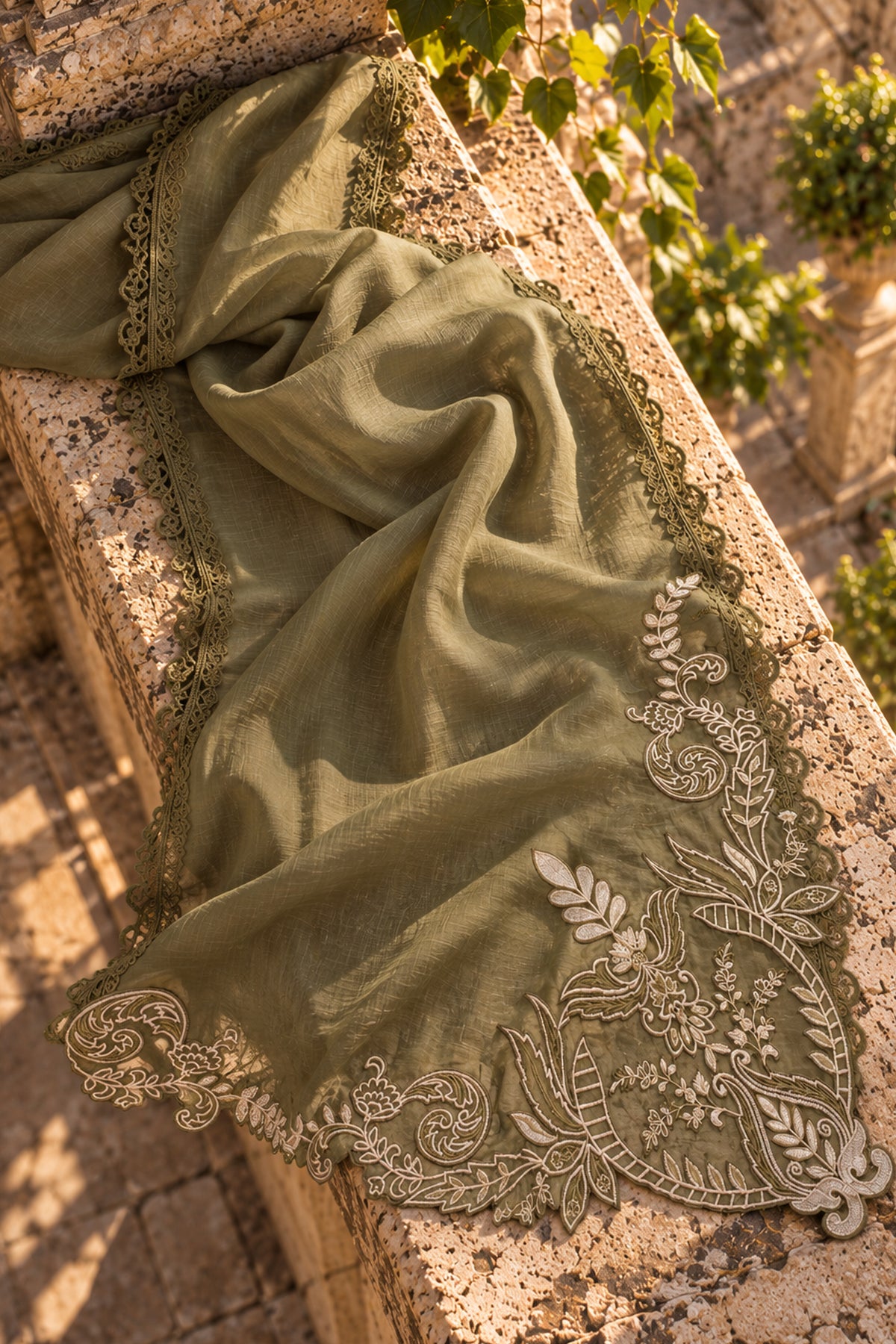 Olive Kora Cotton Dupatta - JE260084