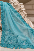 Teal Cotton Net Dupatta - JE260086