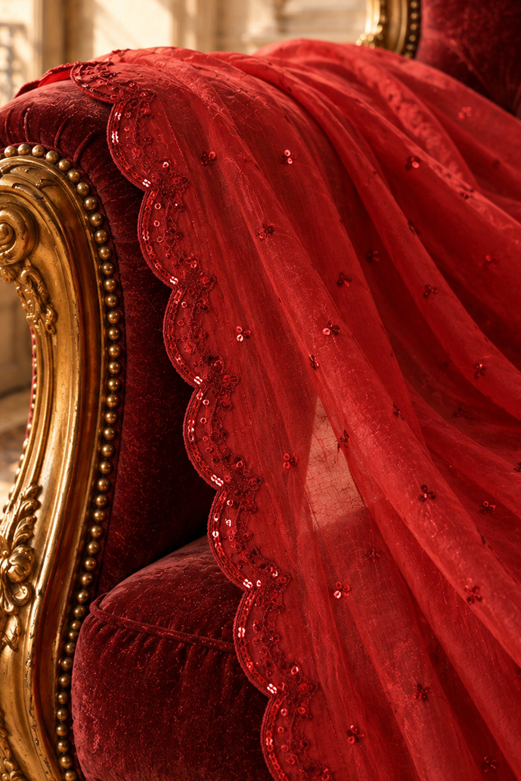 Red Medium Silk Dupatta - JE260087