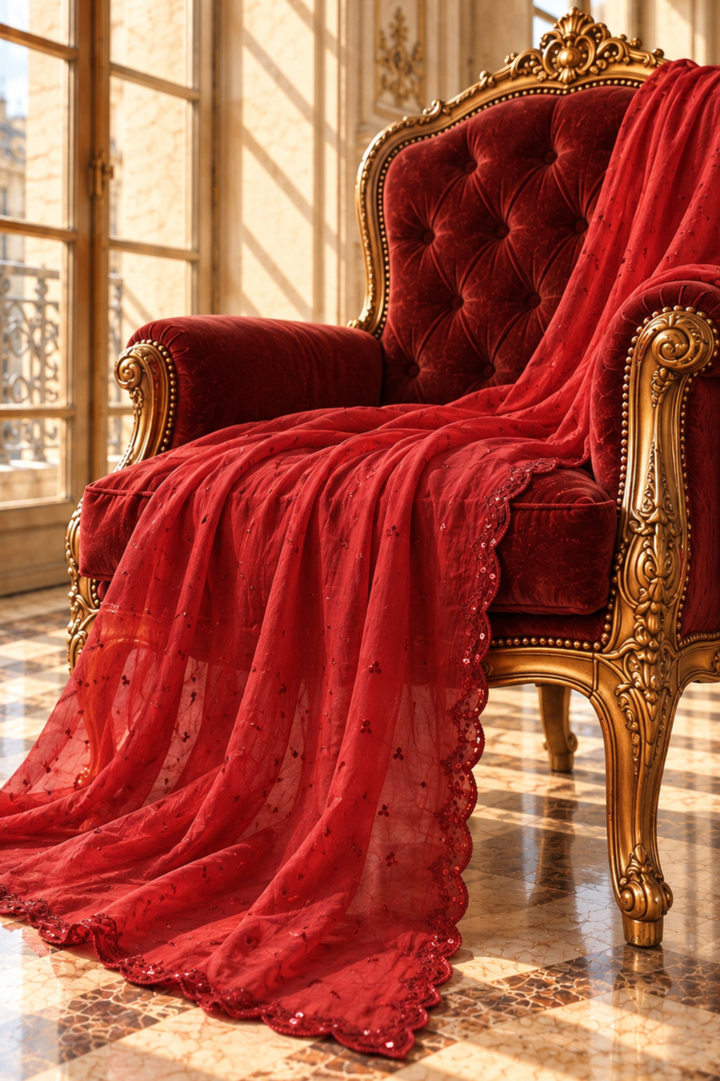 Red Medium Silk Dupatta - JE260087