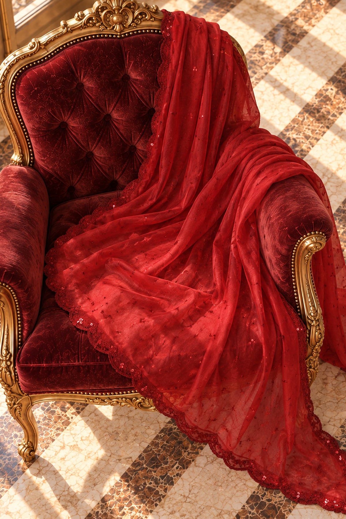 Red Medium Silk Dupatta - JE260087