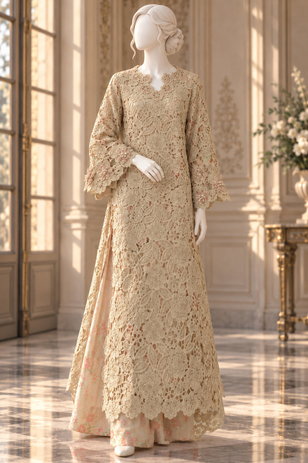 Beige Qureshia Co-Ord Set - JE-26-0097