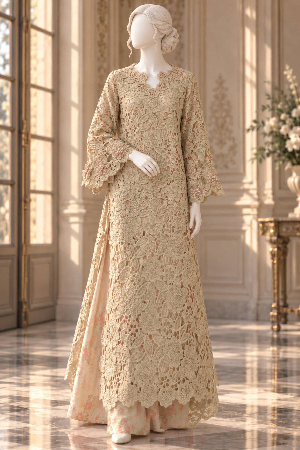 Beige Qureshia Co-Ord Set - JE-26-0097